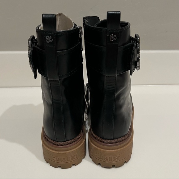 NEW Sam & Libby Vegan Leather Combat boots, lace up/Zipper, black, size 8.5 US - Picture 3 of 9